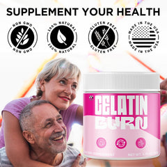 MJO Gelatin Burn Powder serving scoop shown for easy daily dosing.