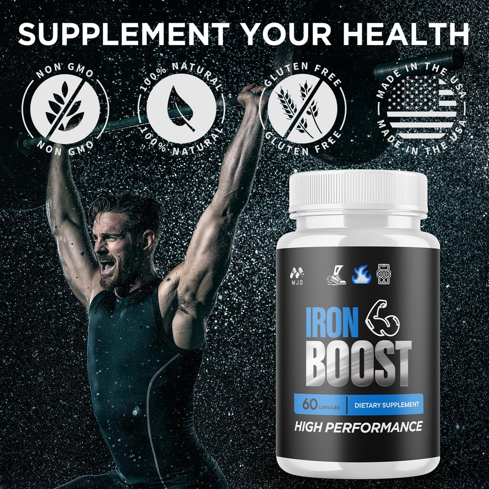MJO IronBoost capsules daily-use setup with water