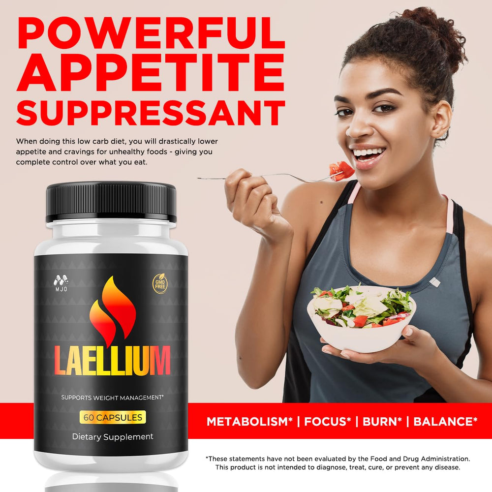 MJO Laellium capsules close-up highlighting natural ingredient blend.