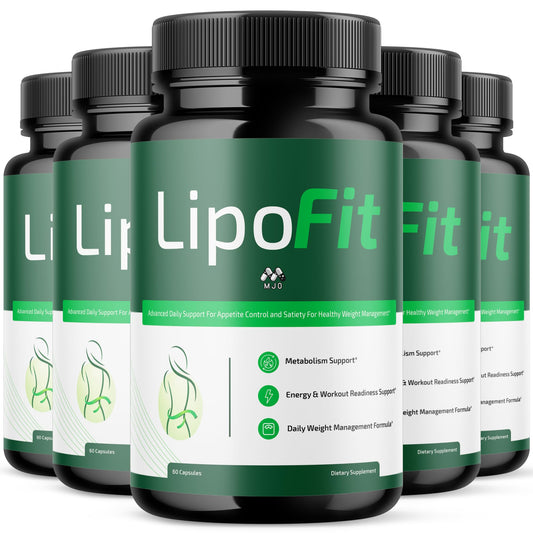 MJO Lipo Fit capsules bottle shown for daily wellness support.