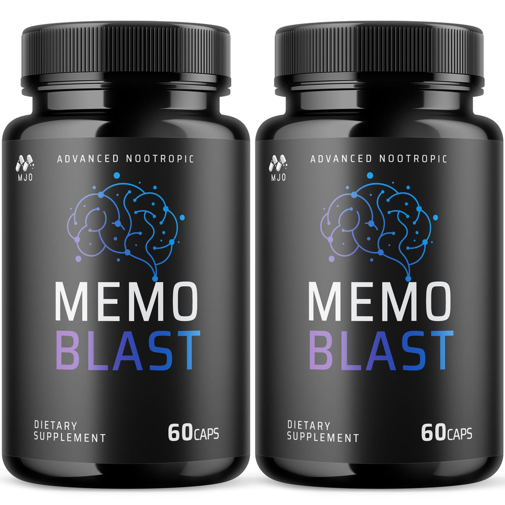 MJO Memo Blast capsules bottle front for daily wellness support.