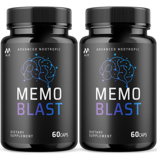 MJO Memo Blast capsules bottle front for daily wellness support.