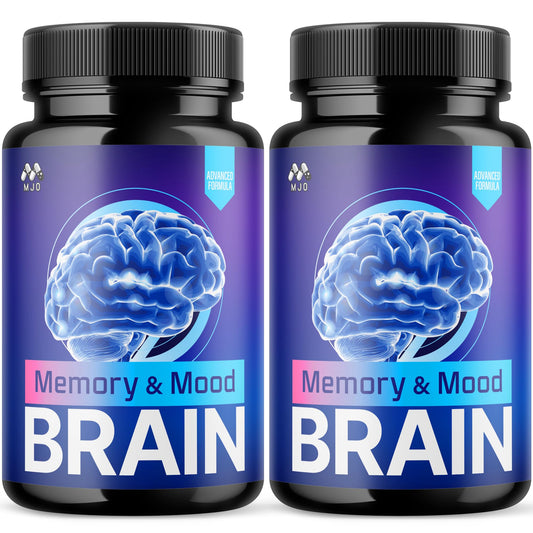 MJO Memory and Mood Brain Capsules front view with label visible for brand recognition and daily use.