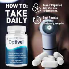 5-pack Optivell Eye Capsules indicating a month-long supply for routine use.