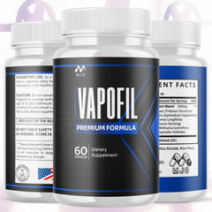 MJO Vapofil capsules bottle side showing label and ingredients.