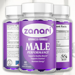 MJO Zanari Gummies bottle back label with nutrition and natural extracts