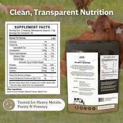 Packaging of MK Supplements Collagen & Colostrum highlights grass-fed, third-party tested formula.