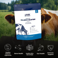 MK Supplements Collagen and Colostrum skin texture close-up suggests youthful firmness