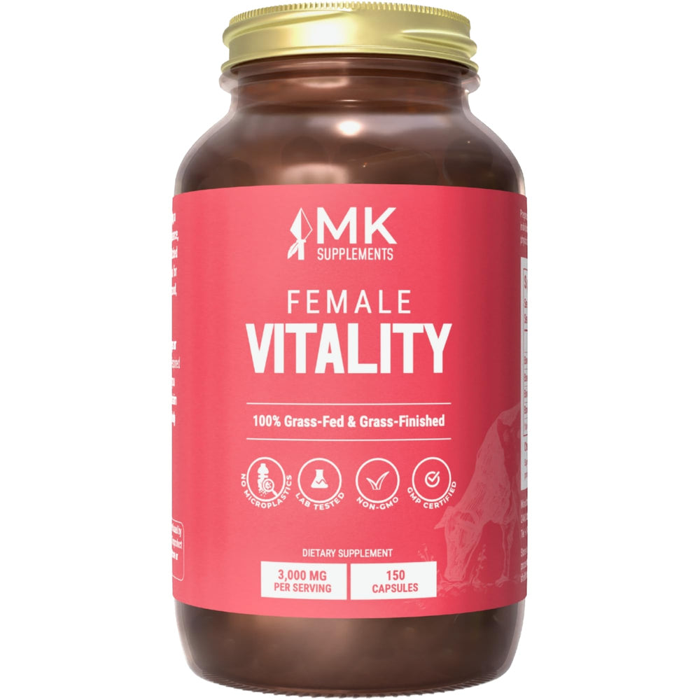 MK Supplements Female Vitality bottle front view with capsules for daily balance