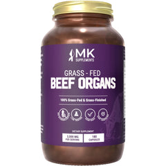 MK Supplements grass-fed beef organ bottle showing a 45-day supply for daily wellness