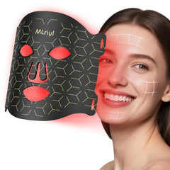 MLriyl red light therapy mask, front view, compact at-home skincare option.
