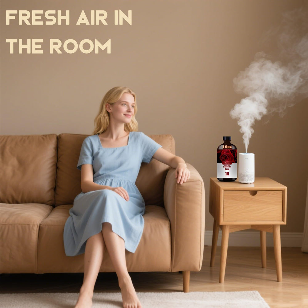 MLYNKL Rose Essential Oil diffuser setup for room aromatherapy