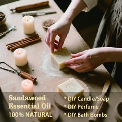 Mlynkl sandalwood essential oil in diffuser mist creating a warm atmosphere