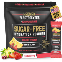 MMA Nutrition HRDWRK electrolytes powder packet in Fruit Blast ready for quick hydration