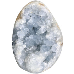 MOGEMT blue celestite geode cluster in natural hues for serene ambience and meditation.