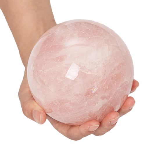 MOGEMT rose quartz sphere 110-120mm on a stand for calming meditation decor