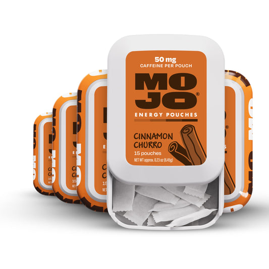 MOJO Energy Pouches Cinnamon Churro box front for on-the-go energy
