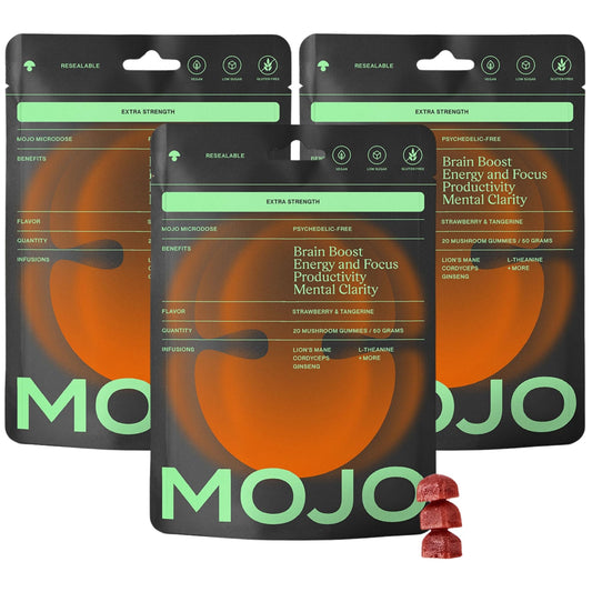 Mojo Extra Strength Focus Gummies front bottle for daily focus support