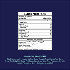 Mojo Sleep Gummies label close-up showing vegan non-GMO blend for restful nights