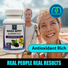 MOJObody Maqui Berry Capsules capsules inside bottle ready for daily use