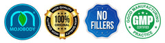 MOJObody Nano Nitric Oxide 2oz packaging emphasizing USA-made GMP standards