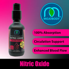 MOJObody Nano Nitric Oxide 2oz pump in action for convenient daily dosing