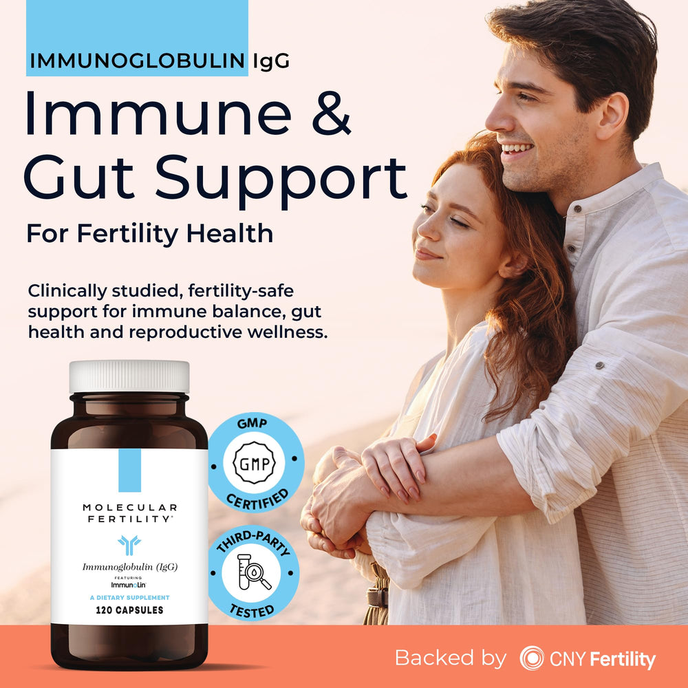 Closeup of Molecular Fertility Immunoglobulin capsules highlighting IgG and IgM content