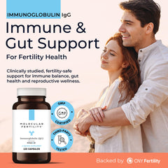 Closeup of Molecular Fertility Immunoglobulin capsules highlighting IgG and IgM content
