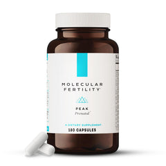 Molecular Fertility Peak Prenatal bottle front shows doctor-formulated prenatal support