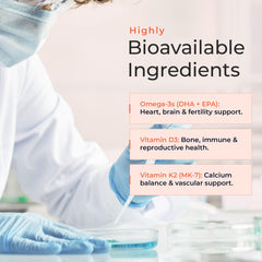 Molecular Fertility VIVOMEGA aftertaste-free formulation with clean finish