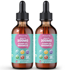 Molorik Pure Zeolite Drops bottle front with strawberry flavor for daily gut support
