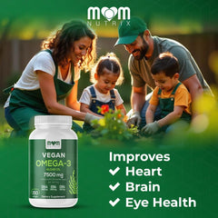 MOM Nutrix vegan Omega-3 being poured from bottle for a simple daily routine