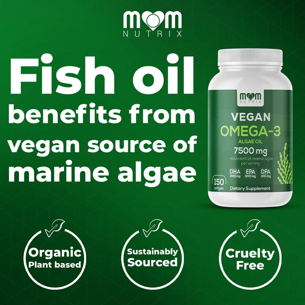 MOM Nutrix vegan Omega-3 softgels ready for everyday use and easy swallow