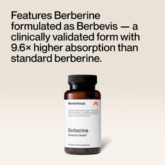 Momentous Berberine label detail shows 550 mg per capsule and high absorption.