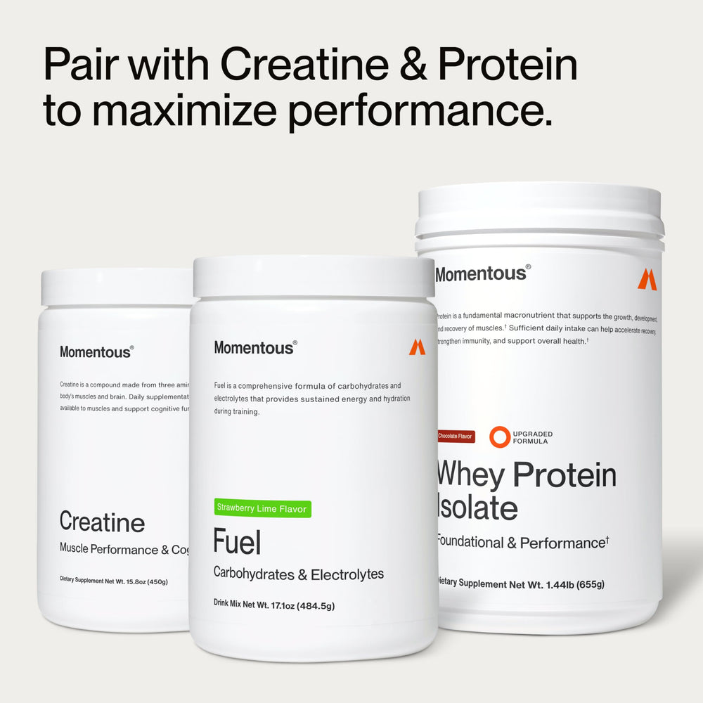 Momentous Fuel in athlete training session during endurance workout.