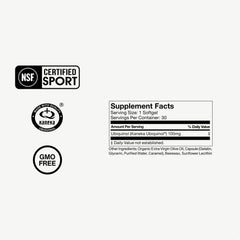 Momentous Ubiquinol sport logo signals athlete-grade quality and reliability.