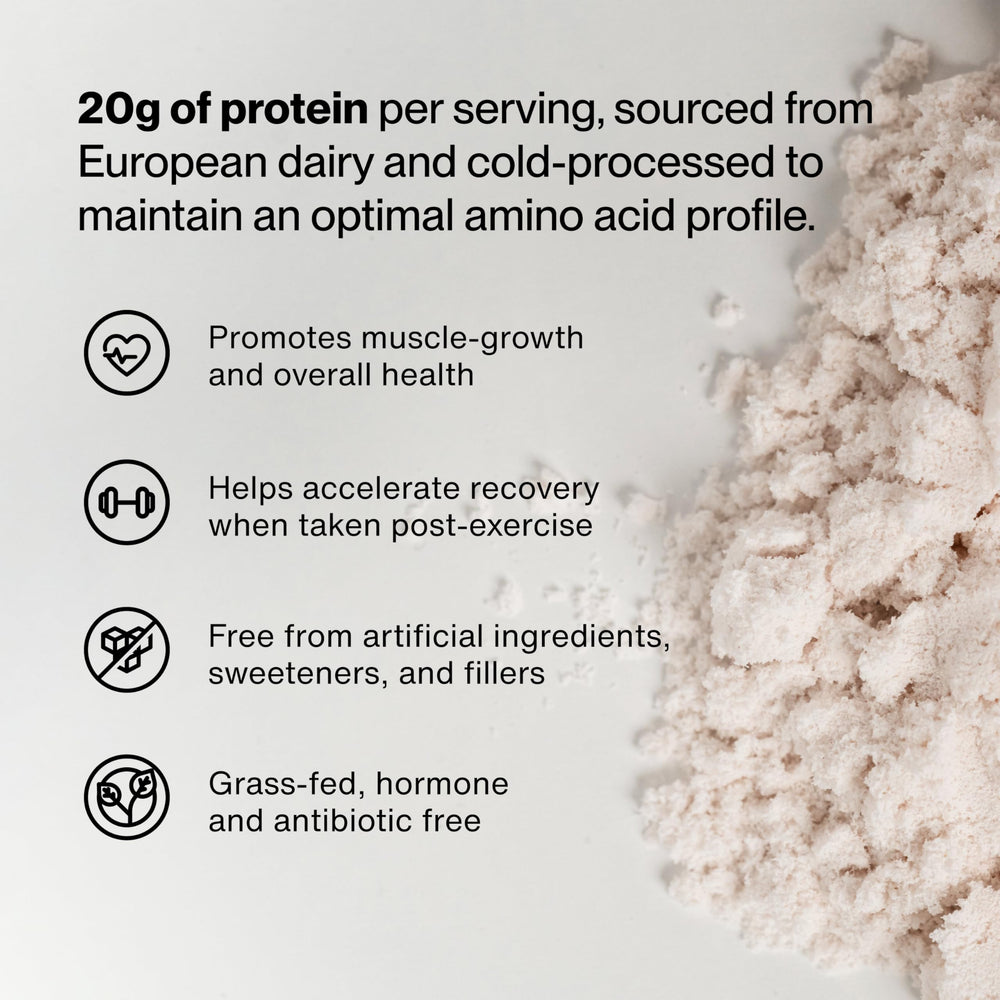 Momentous whey strawberry shake glass demonstrates easy blending into smoothies.