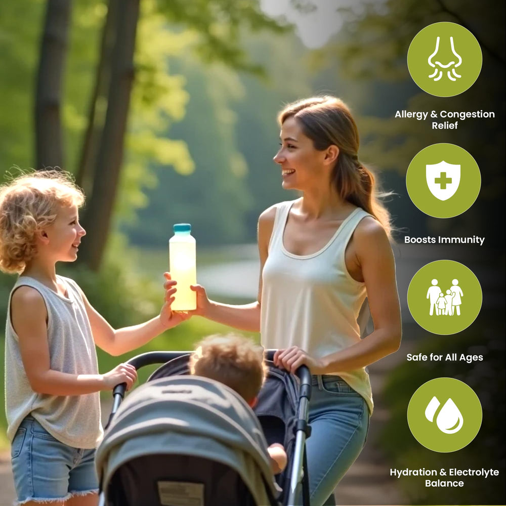 momilabs Morning Miracle dissolving into water demonstrates easy hydration-support for allergies