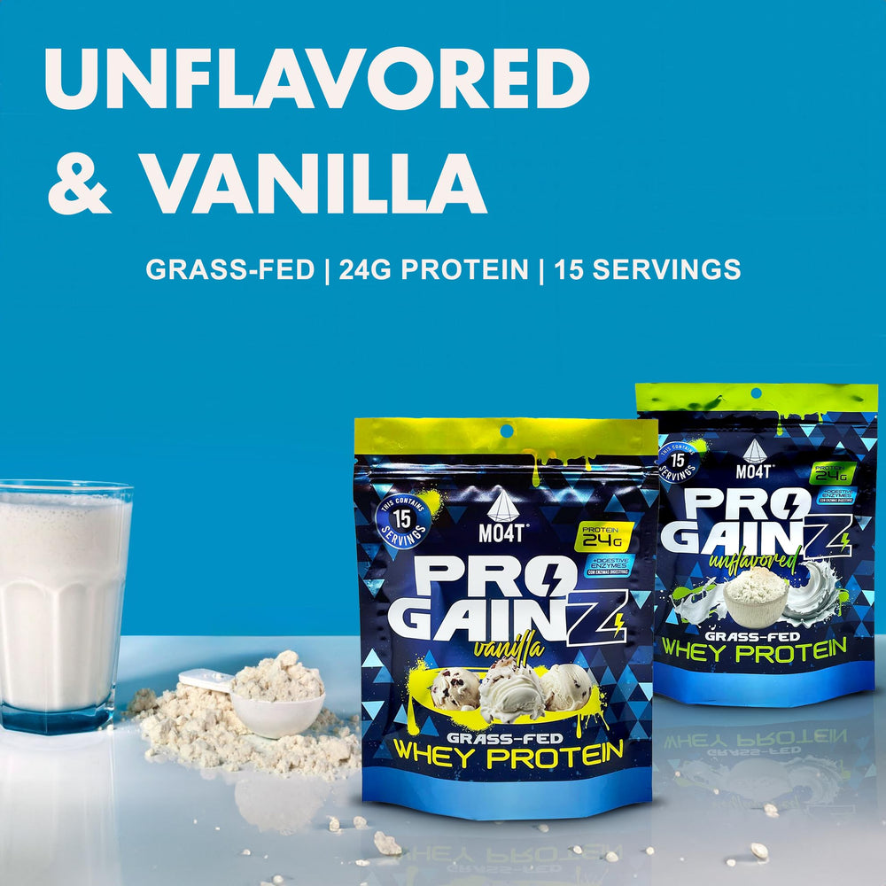 MO4T ProGainz baking-friendly powder for protein-rich snacks and meals.