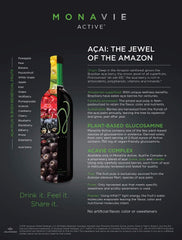 Monavie Active fruit blend visual emphasizes 19-fruit blend ready for a daily boost.