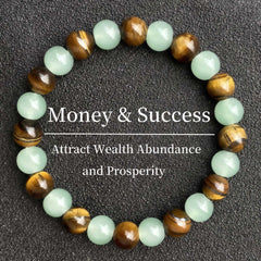 Close-up of Money Feng Shui Bracelet showing natural bead patterns and craftsmanship.