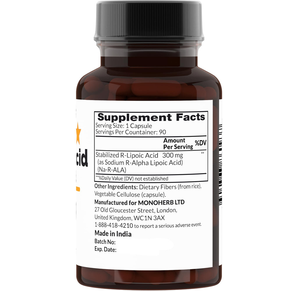MONOHERB R-Lipoic Acid capsules in vegan form for daily antioxidant support