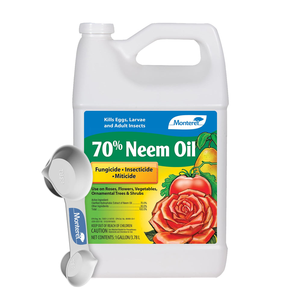 Monterey Neem Oil bottle pour for plant protection against diseases