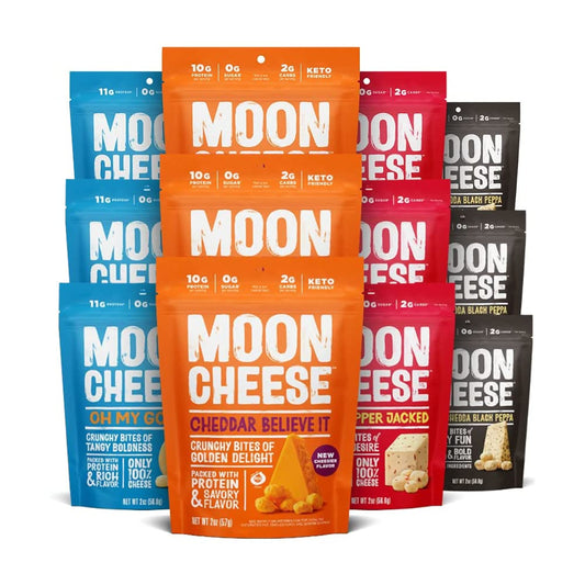 Moon Cheese Bites cheddar pack for crunchy protein snack and lunch boxes
