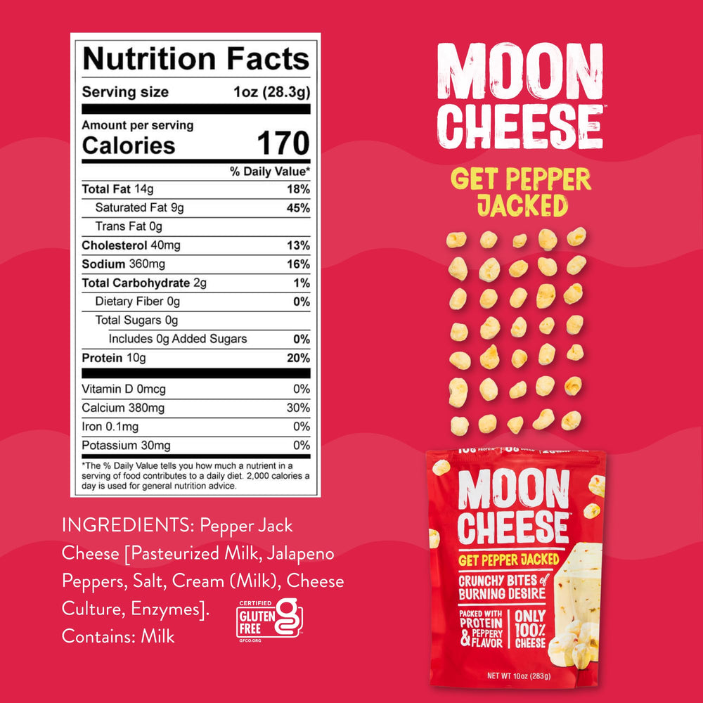Moon Cheese Bites Pepper Jacked serving plate showcases convenient after-school snack
