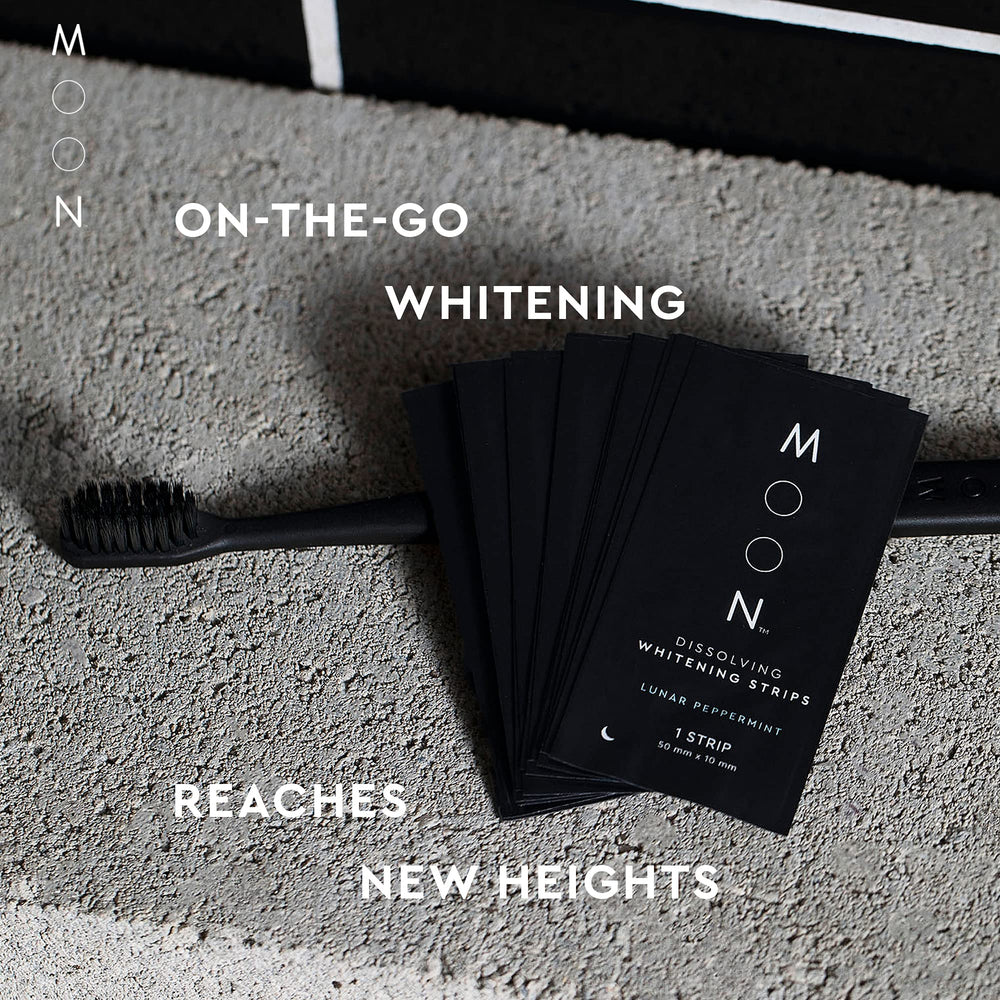 MOON strip safe for sensitive teeth, contours to each tooth.