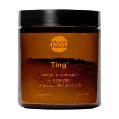 Moon Juice Ting mango bottle for sugar-free flavor during daily hydration.