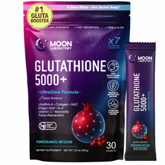 Moon Laboratory liposomal glutathione 5000mg powder drink for daily antioxidant support and radiant skin.