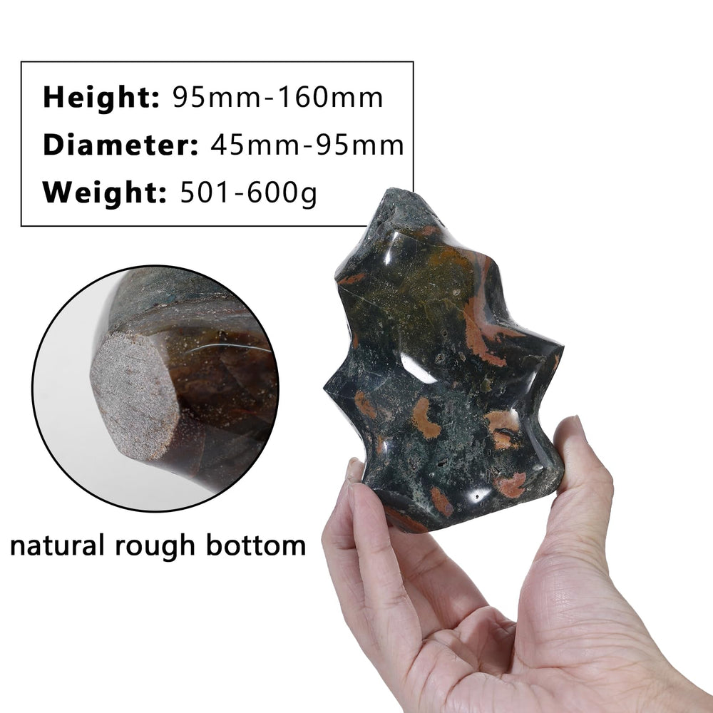 moonsix Ocean Jasper Flame Tower on an altar for energy work
