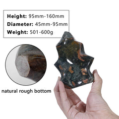 moonsix Ocean Jasper Flame Tower on an altar for energy work